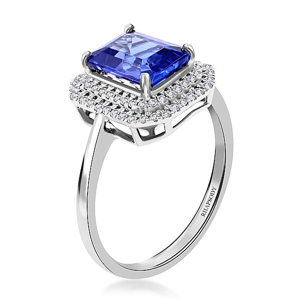 Shop Lc Certified And Appraised Rhapsody 950 Platinum AAAA Tanzanite And E-F VS Diamond Double Halo Ring 6.15 Grams 3.00 Ctw (Del. In 10-15 Days)