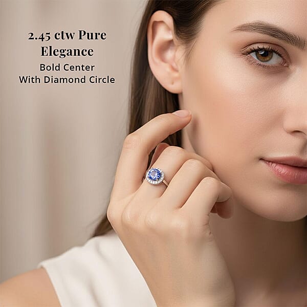 Shop Lc Certified And Appraised Rhapsody 950 Platinum AAAA Tanzanite And E-F VS Diamond Halo Ring 5.25 Grams 2.45 Ctw