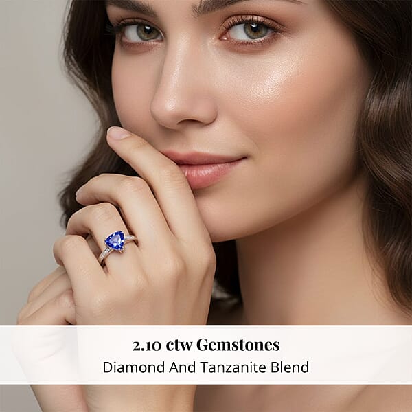 Shop Lc Certified And Appraised Rhapsody 950 Platinum AAAA Tanzanite And E-F VS Diamond Ring 5.20 Grams 2.10 Ctw (Del. In 10-15 Days)