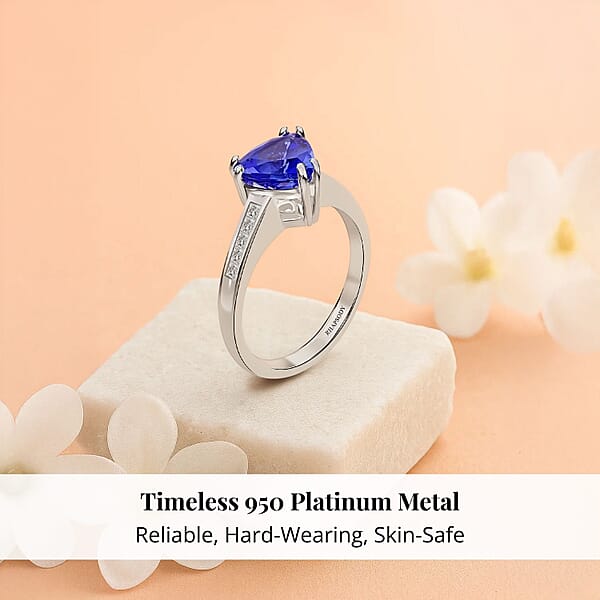 Shop Lc Certified And Appraised Rhapsody 950 Platinum AAAA Tanzanite And E-F VS Diamond Ring 5.20 Grams 2.10 Ctw (Del. In 10-15 Days)