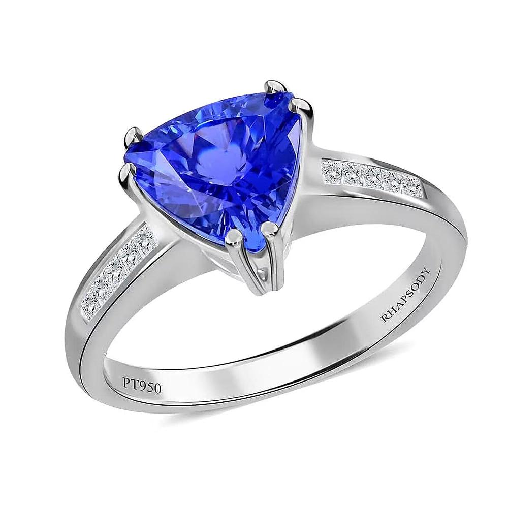 shop lc Certified and Appraised Rhapsody 950 Platinum AAAA Tanzanite and E-F VS Diamond Ring 5.20 Grams 2.10 ctw (Del. in 10-15 Days)