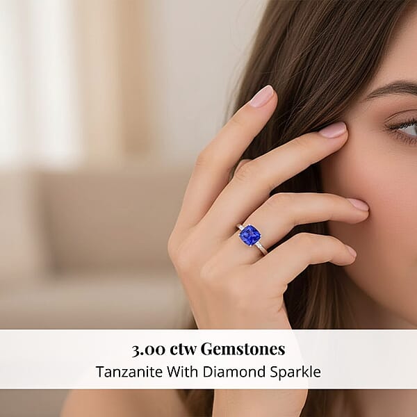 Shop Lc Certified And Appraised Rhapsody 950 Platinum AAAA Tanzanite And E-F VS Diamond Ring 5.10 Grams 3.00 Ctw
