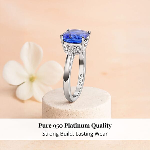 Shop Lc Certified And Appraised Rhapsody 950 Platinum AAAA Tanzanite And E-F VS Diamond Ring 5.10 Grams 3.00 Ctw