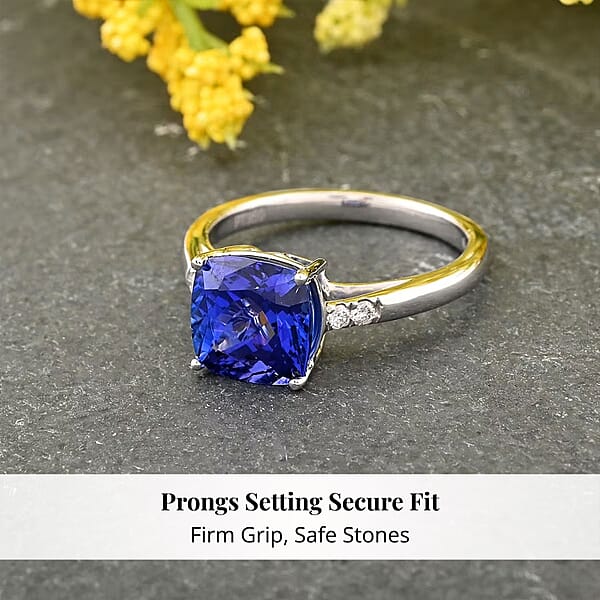 Shop Lc Certified And Appraised Rhapsody 950 Platinum AAAA Tanzanite And E-F VS Diamond Ring 5.10 Grams 3.00 Ctw
