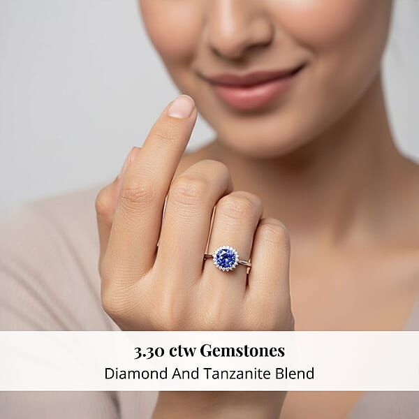 Shop Lc Certified And Appraised Rhapsody 950 Platinum AAAA Tanzanite And E-F VS Diamond 3.30 Ctw Sunburst Ring 5.40 Grams