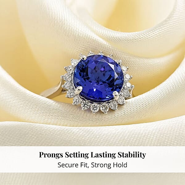 Shop Lc Certified And Appraised Rhapsody 950 Platinum AAAA Tanzanite And E-F VS Diamond 3.30 Ctw Sunburst Ring 5.40 Grams