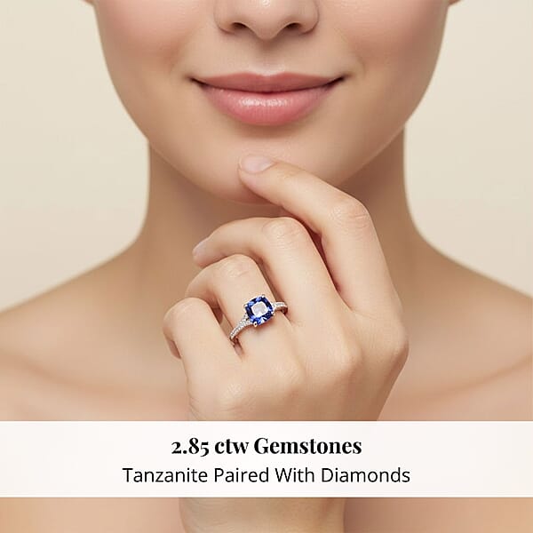 Shop Lc Certified And Appraised Rhapsody 950 Platinum AAAA Tanzanite And E-F VS Diamond Ring 4.45 Grams 2.85 Ctw (Del. In 10-15 Days)