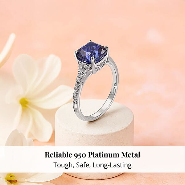 Shop Lc Certified And Appraised Rhapsody 950 Platinum AAAA Tanzanite And E-F VS Diamond Ring 4.45 Grams 2.85 Ctw (Del. In 10-15 Days)