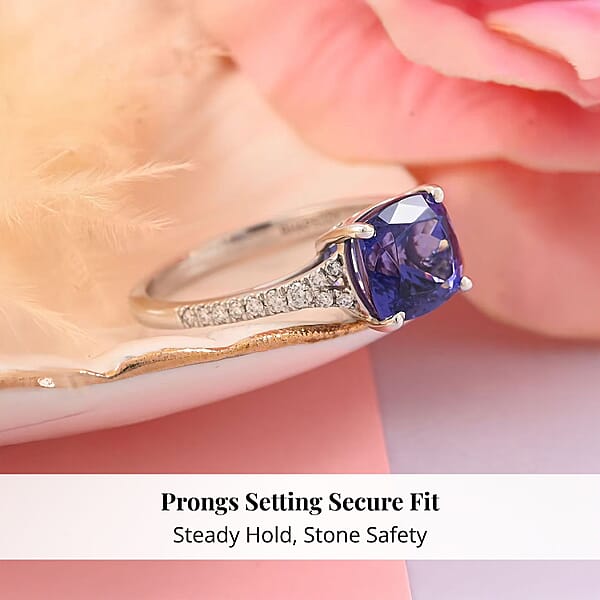Shop Lc Certified And Appraised Rhapsody 950 Platinum AAAA Tanzanite And E-F VS Diamond Ring 4.45 Grams 2.85 Ctw (Del. In 10-15 Days)