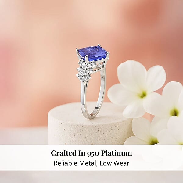 Shop Lc Certified And Appraised Rhapsody 950 Platinum AAAA Tanzanite And E-F VS Diamond Ring 5.75 Grams 3.75 Ctw