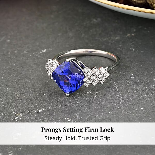 Shop Lc Certified And Appraised Rhapsody 950 Platinum AAAA Tanzanite And E-F VS Diamond Ring 5.75 Grams 3.75 Ctw