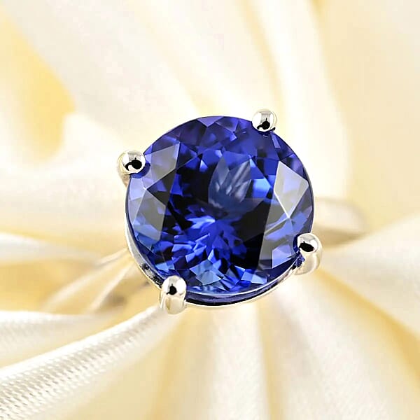 Shop Lc Certified And Appraised Rhapsody 950 Platinum AAAA Tanzanite And E-F VS Diamond Accent Solitaire Ring 7.92 Grams 5.00 Ctw