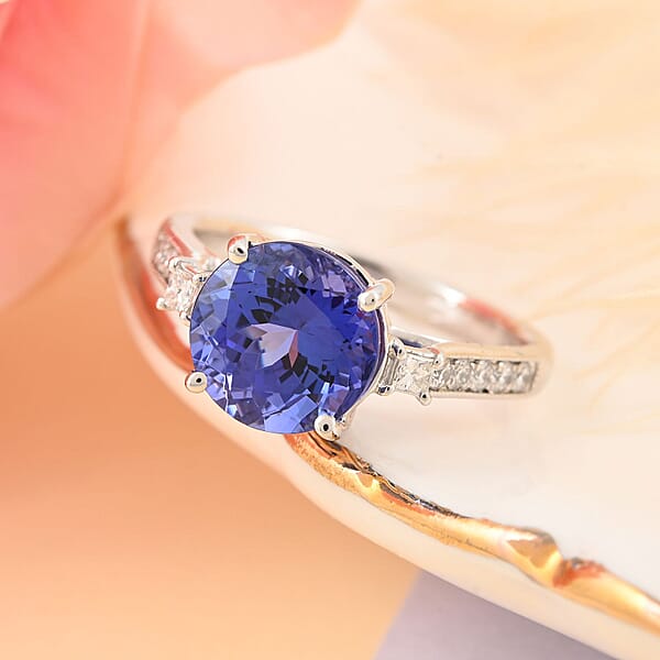 Shop Lc Certified And Appraised Rhapsody 950 Platinum AAAA Tanzanite And E-F VS Diamond Ring 3.30 Ctw