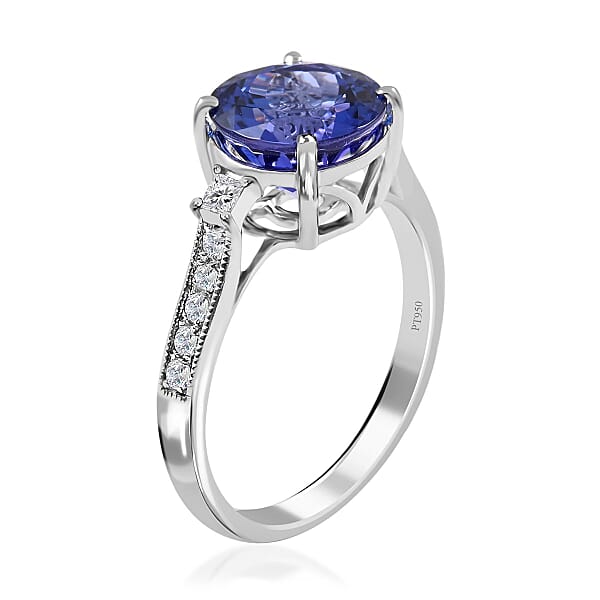 Shop Lc Certified And Appraised Rhapsody 950 Platinum AAAA Tanzanite And E-F VS Diamond Ring 3.30 Ctw