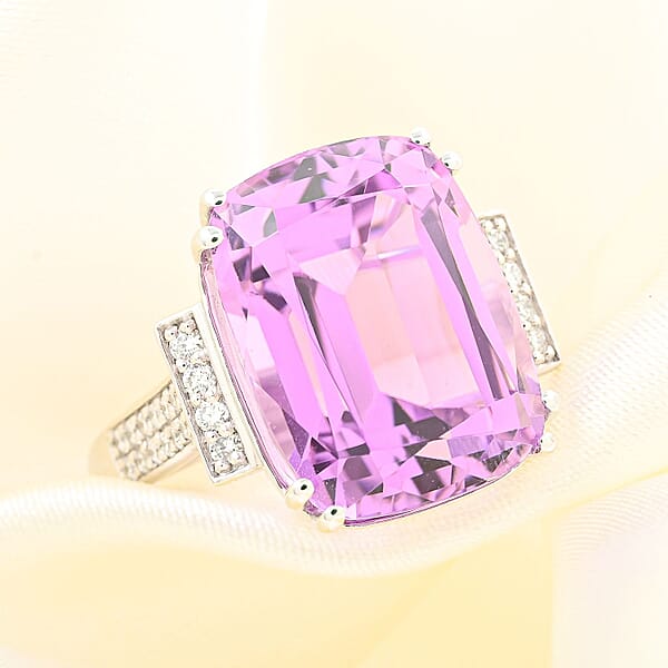 Shop Lc Certified And Appraised Rhapsody 950 Platinum AAAA Patroke Kunzite And E-F VS Diamond Ring 7.35 Grams 14.15 Ctw
