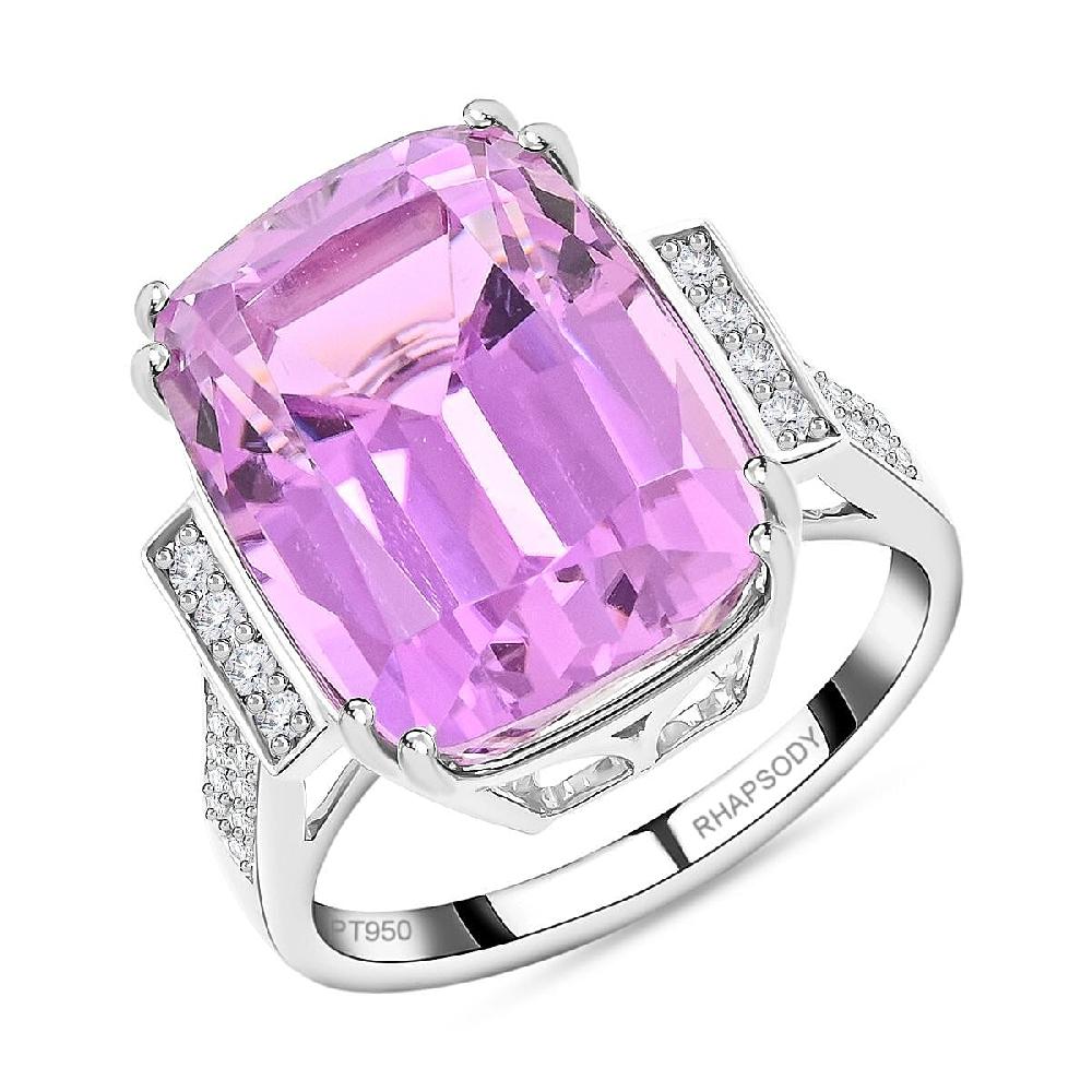 shop lc Certified and Appraised Rhapsody 950 Platinum AAAA Patroke Kunzite and E-F VS Diamond Ring 7.35 Grams 14.15 ctw