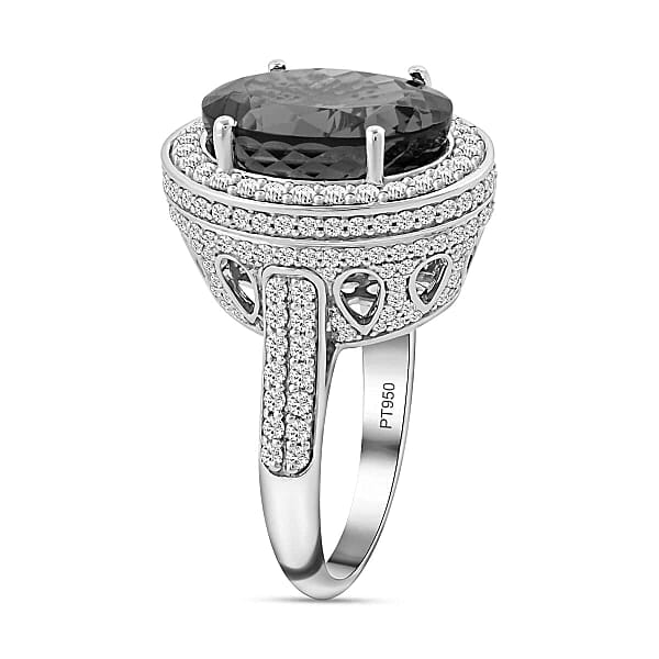 Shop Lc Certified And Appraised Rhapsody 950 Platinum AAAA Tanzanite And E-F VS Diamond Halo Ring 12.45 Grams 11.30 Ctw