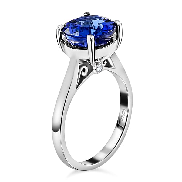Shop Lc Certified And Appraised Rhapsody 950 Platinum AAAA Tanzanite And E-F VS Diamond Accent Solitaire Ring 7.92 Grams 5.00 Ctw