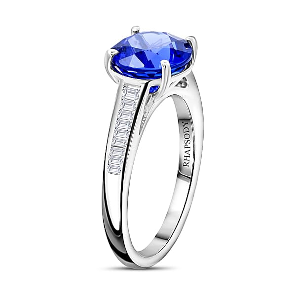 Shop Lc Certified And Appraised Rhapsody 950 Platinum AAAA Tanzanite And E-F VS Diamond Ring 5.25 Grams 3.25 Ctw