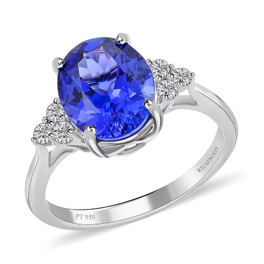 shop lc Certified and Appraised Rhapsody 950 Platinum AAAA Tanzanite and E-F VS Diamond Ring Promise Rings 4.40 Grams 3.00 ctw (Del. in 10-15 Days)