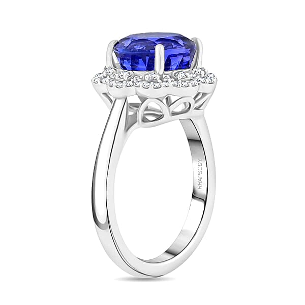 Shop Lc Certified And Appraised Rhapsody AAAA Tanzanite And E-F VS Diamond 4.35 Ctw Ring In 950 Platinum 8.35 Grams