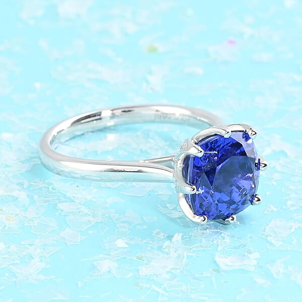 Shop Lc Certified And Appraised Rhapsody AAAA Tanzanite And E-F VS Diamond 3.40 Ctw Ring In 950 Platinum 6.43 Grams