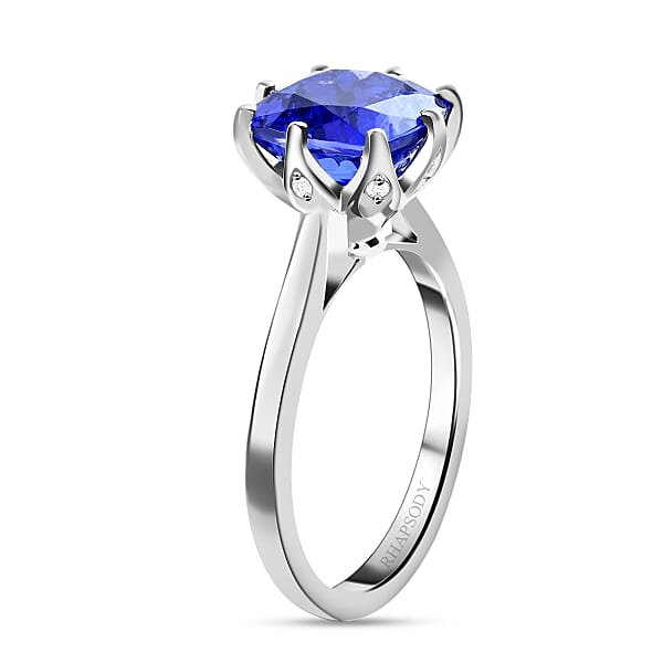 Shop Lc Certified And Appraised Rhapsody AAAA Tanzanite And E-F VS Diamond 3.40 Ctw Ring In 950 Platinum 6.43 Grams