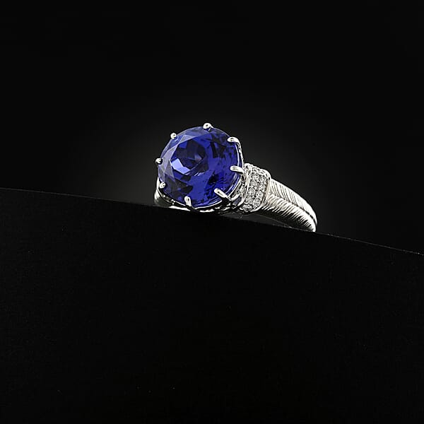 Shop Lc Certified And Appraised Rhapsody AAAA Tanzanite And E-F VS Diamond 4.75 Ctw Ring In 950 Platinum 8.35 Grams