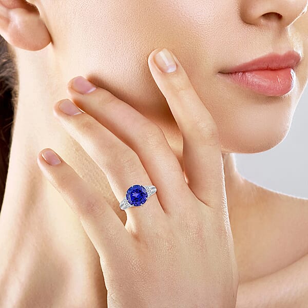 Shop Lc Certified And Appraised Rhapsody AAAA Tanzanite And E-F VS Diamond 4.75 Ctw Ring In 950 Platinum 8.35 Grams