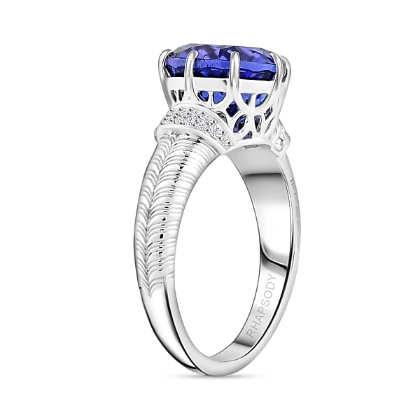 Shop Lc Certified And Appraised Rhapsody AAAA Tanzanite And E-F VS Diamond 4.75 Ctw Ring In 950 Platinum 8.35 Grams