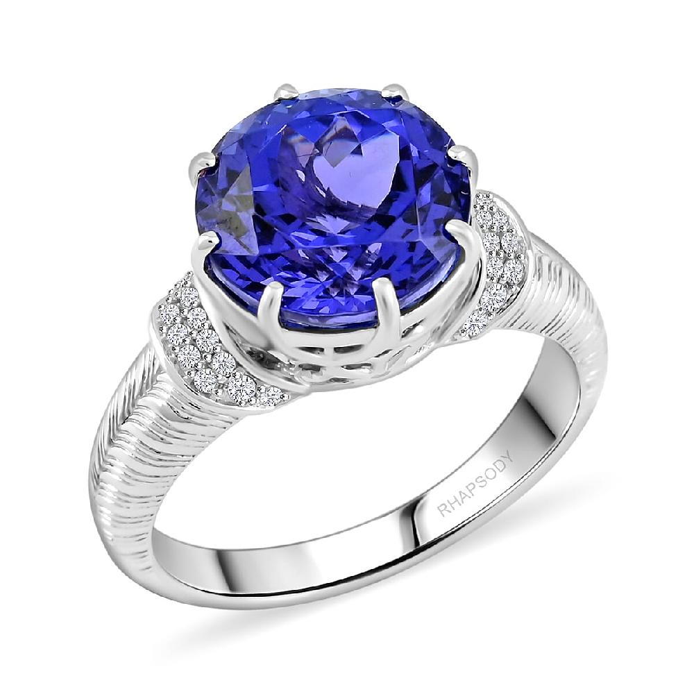 shop lc Certified and Appraised Rhapsody AAAA Tanzanite and E-F VS Diamond 4.75 ctw Ring in 950 Platinum 8.35 Grams