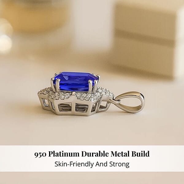 Shop Lc Certified And Appraised Rhapsody AAAA Tanzanite And E-F VS Diamond 4.20 Ctw Pendant Without Chain In 950 Platinum
