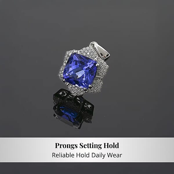 Shop Lc Certified And Appraised Rhapsody AAAA Tanzanite And E-F VS Diamond 4.20 Ctw Pendant Without Chain In 950 Platinum