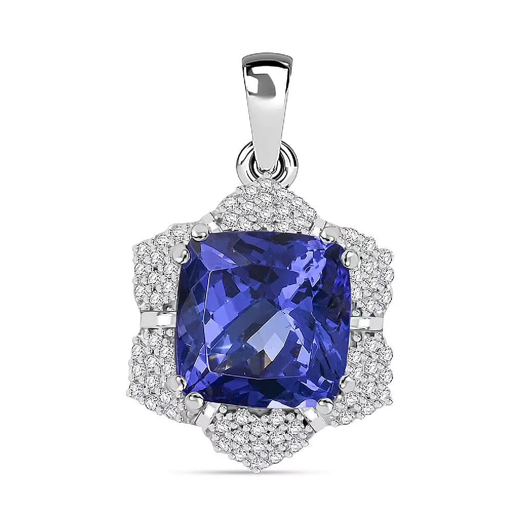 shop lc Certified and Appraised Rhapsody AAAA Tanzanite and E-F VS Diamond 4.20 ctw Pendant without Chain in 950 Platinum