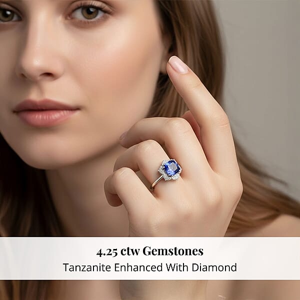 Shop Lc Certified And Appraised Rhapsody AAAA Tanzanite And E-F VS Diamond 4.25 Ctw Ring In 950 Platinum 7.65 Grams