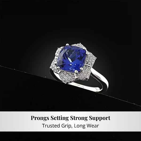 Shop Lc Certified And Appraised Rhapsody AAAA Tanzanite And E-F VS Diamond 4.25 Ctw Ring In 950 Platinum 7.65 Grams