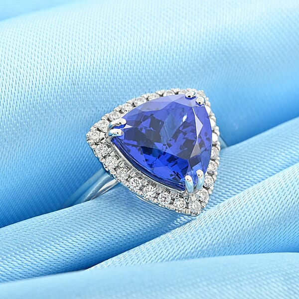 Shop Lc Certified And Appraised Rhapsody AAAA Tanzanite And E-F VS Diamond 3.00 Ctw Halo Ring In 950 Platinum 5 Grams