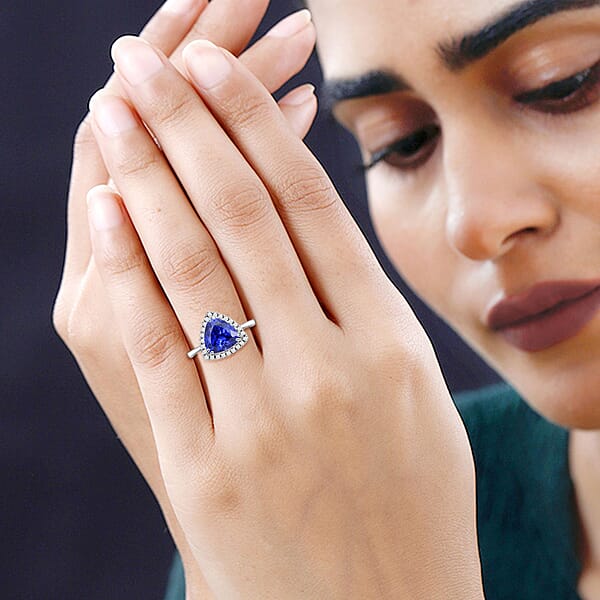 Shop Lc Certified And Appraised Rhapsody AAAA Tanzanite And E-F VS Diamond 3.00 Ctw Halo Ring In 950 Platinum 5 Grams