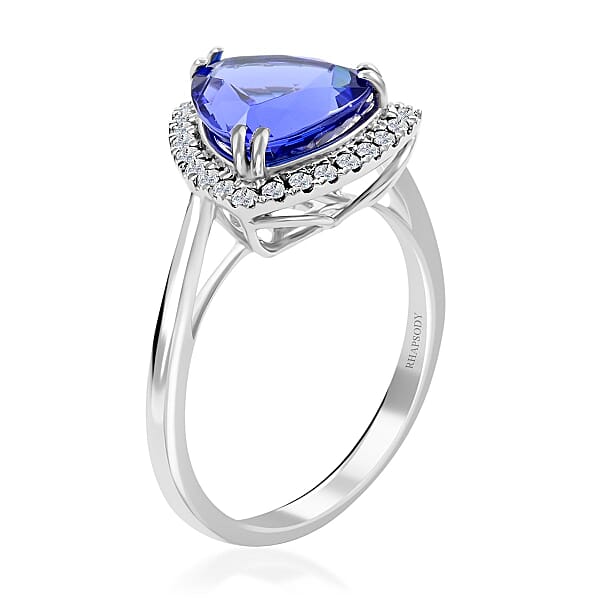 Shop Lc Certified And Appraised Rhapsody AAAA Tanzanite And E-F VS Diamond 3.00 Ctw Halo Ring In 950 Platinum 5 Grams