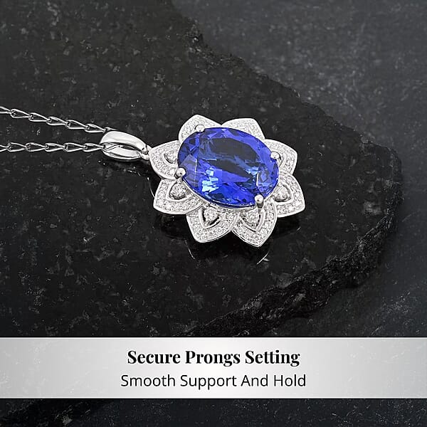 Shop Lc Certified And Appraised Rhapsody AAAA Tanzanite And E-F VS Diamond 6.15 Ctw Pendant Without Chain In 950 Platinum 5.50 Grams