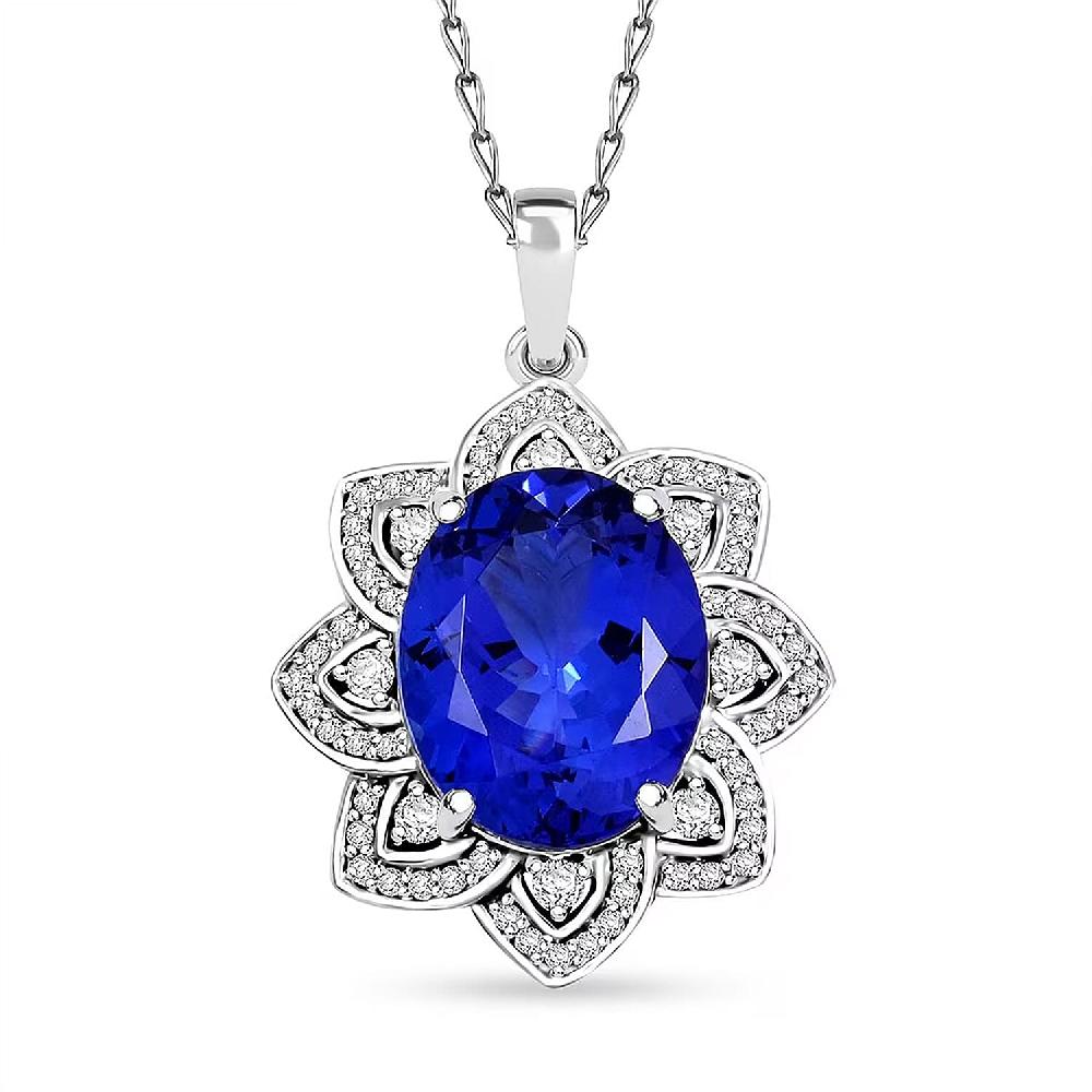 shop lc Certified and Appraised Rhapsody AAAA Tanzanite and E-F VS Diamond 6.15 ctw Pendant without Chain in 950 Platinum 5.50 Grams