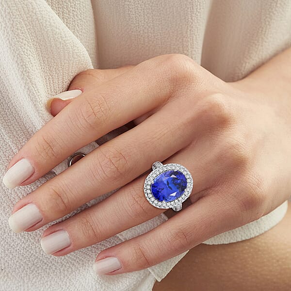 Shop Lc Certified And Appraised Rhapsody AAAA Tanzanite And E-F VS Diamond 10.75 Ctw Ring In 950 Platinum 9.40 Grams