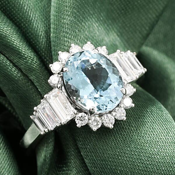 Shop Lc Certified & Appraised 10K White Gold AAA Mangoro Aquamarine Luxuriant Lab Grown Diamond (G-H SI) Ring (Del In 12 -15 Days) 3.47 Ctw