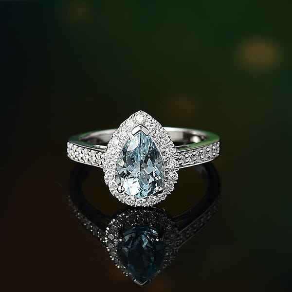 Shop Lc Certified & Appraised 10K White Gold AAA Mangoro Aquamarine Luxuriant Lab Grown Diamond (G-H SI) Ring (Del In 12 -15 Days) 2.02 Ctw