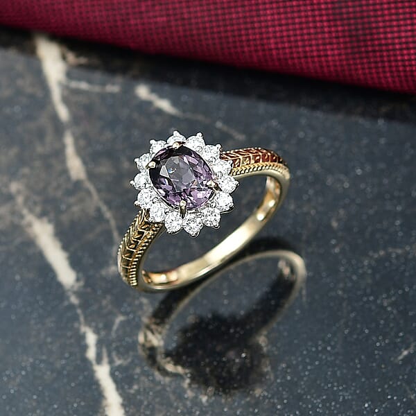 Shop Lc Certified & Appraised 10K Yellow Gold AAA Lavender Spinel Luxuriant Lab Grown Diamond (G-H SI) (0.42 Carat Ring 2.00 Carat Total Weight
