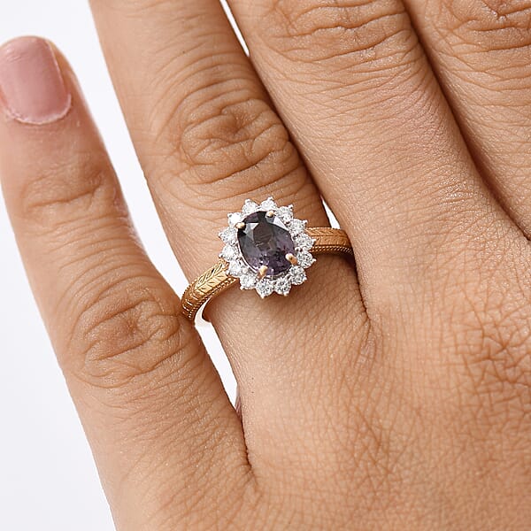 Shop Lc Certified & Appraised 10K Yellow Gold AAA Lavender Spinel Luxuriant Lab Grown Diamond (G-H SI) (0.42 Carat Ring 2.00 Carat Total Weight