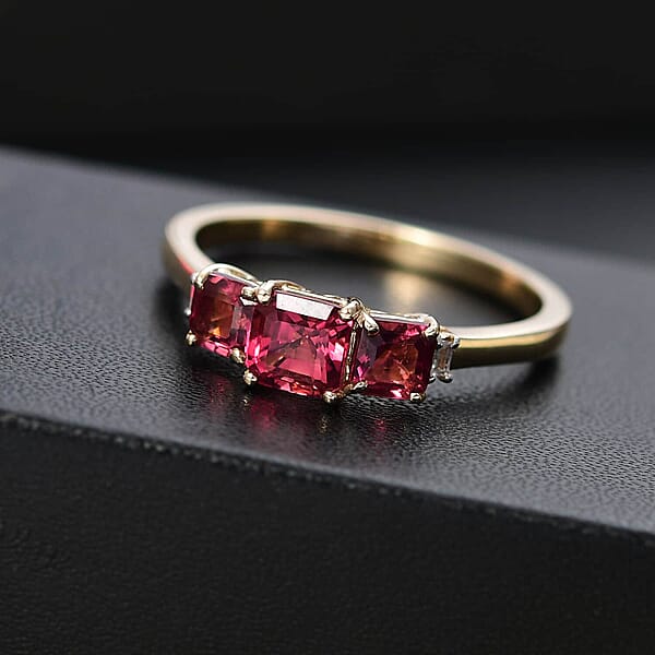 Shop Lc Certified & Appraised 10K Yellow Gold Luxoro AAA Asscher Cut Ouro Fino Rubellite Diamond (I2) Ring 1.50 Ctw