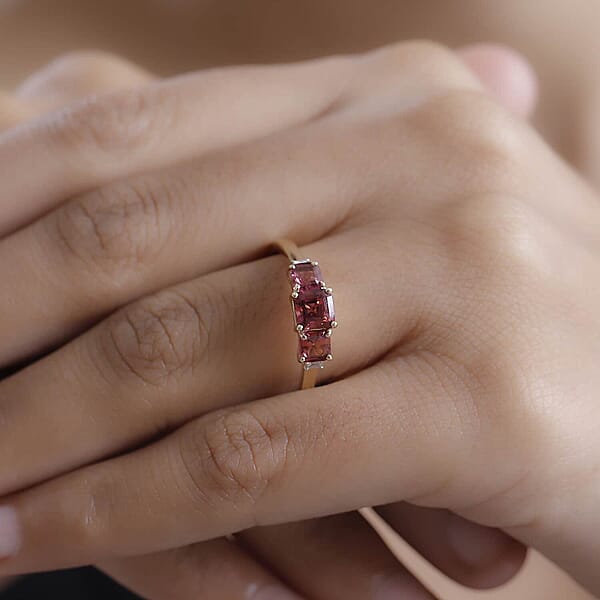 Shop Lc Certified & Appraised 10K Yellow Gold Luxoro AAA Asscher Cut Ouro Fino Rubellite Diamond (I2) Ring 1.50 Ctw