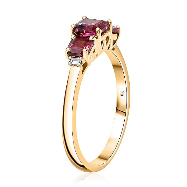 Shop Lc Certified & Appraised 10K Yellow Gold Luxoro AAA Asscher Cut Ouro Fino Rubellite Diamond (I2) Ring 1.50 Ctw