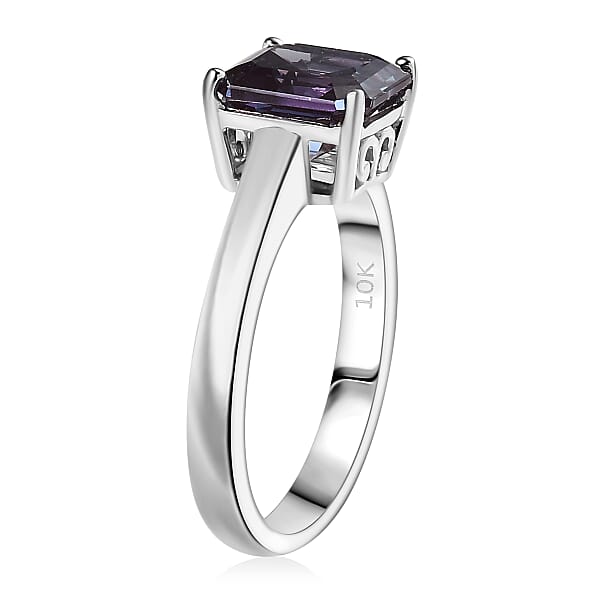 Shop Lc Certified & Appraised AAA Asscher Cut Luxuriant Lab Grown Alexandrite 2.95 Ctw Solitaire Ring In 10K White Gold